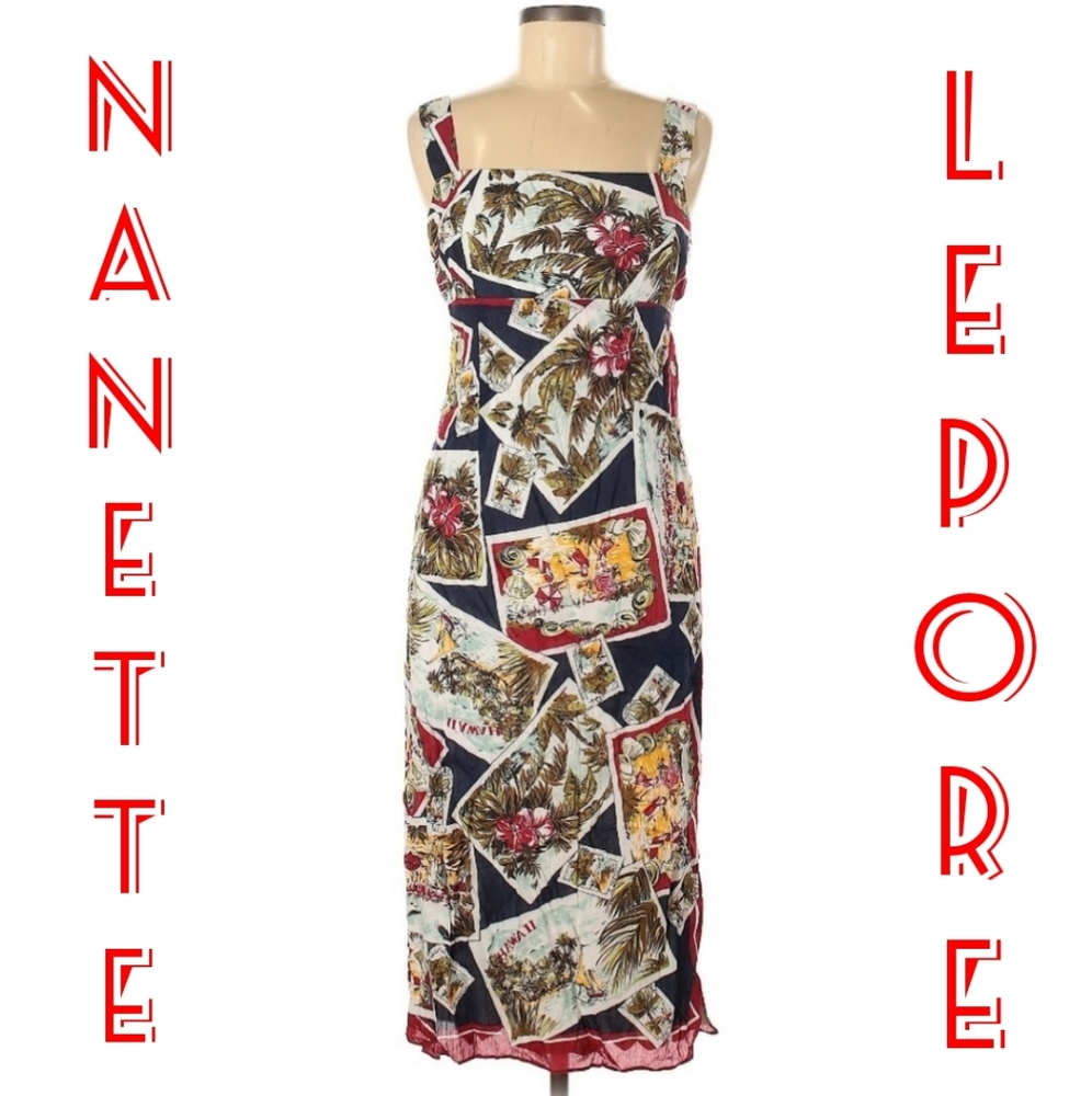 VINTAGE Y2K Nanette Lepore Tropical Photo Print Dress Size 8 ~ Unique Classic